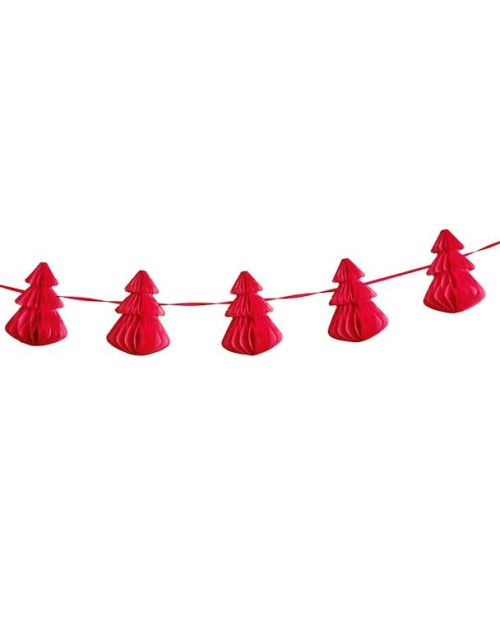 Red Christmas Tree Honeycomb Garland