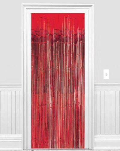 Red Foil Fringed Door Curtain