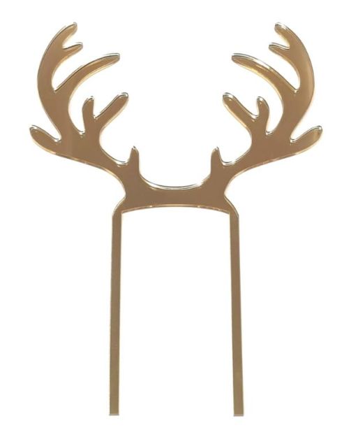 Reindeer Antlers Cake Topper – Gold Mirror