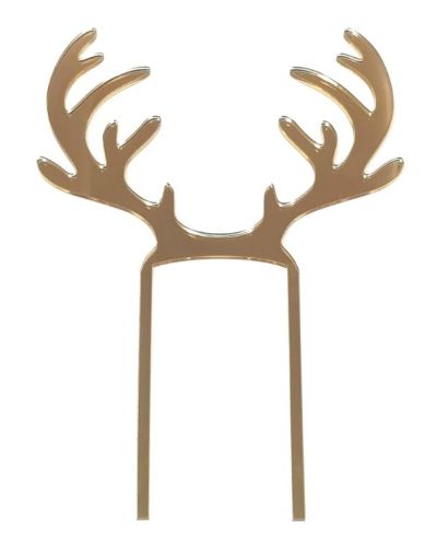 Reindeer Antlers Cake Topper – Gold Mirror