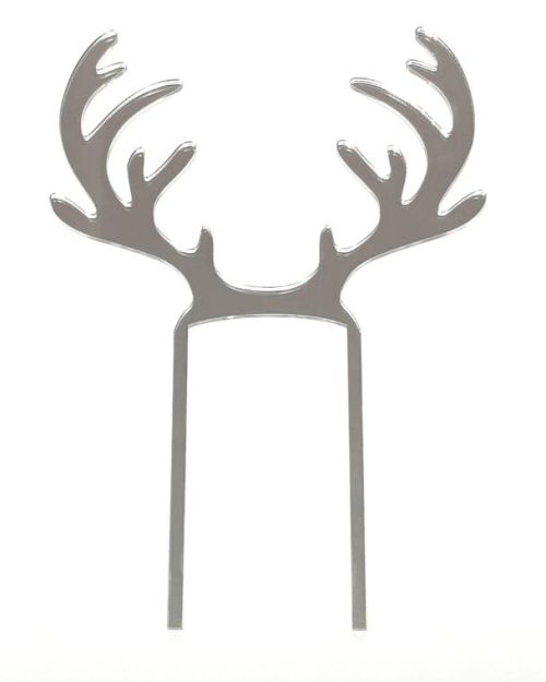 Reindeer Antlers Cake Topper – Silver Mirror