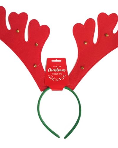 Reindeer Antler Headband with Bells