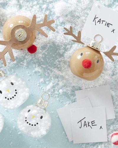 Reindeer & Snowman Christmas Place Card Holders