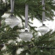 Ribbed Glass Christmas Tree Decorations 3pk