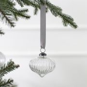 Ribbed Glass Christmas Tree Decorations 3pk