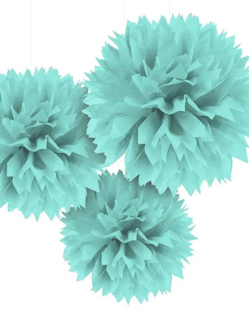Fluffy Tissue Pom Poms 3pk – Robin’s Egg Blue