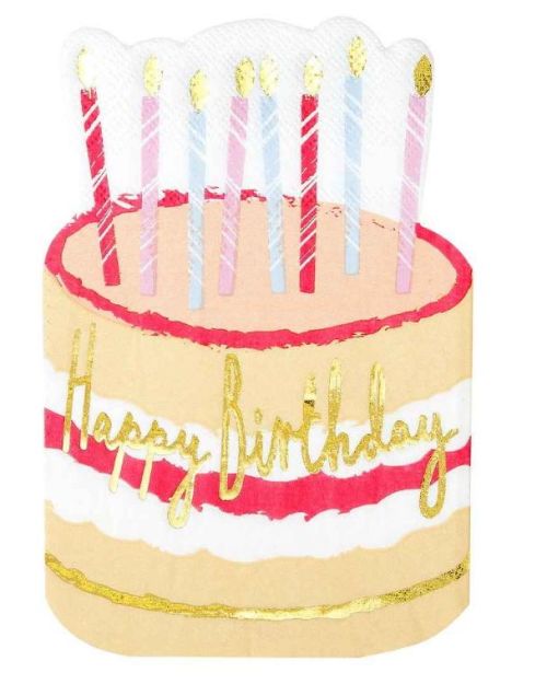 Rose Pink Cake Shaped Napkins 12pk