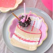 Rose Pink Cake Shaped Napkins 12pk