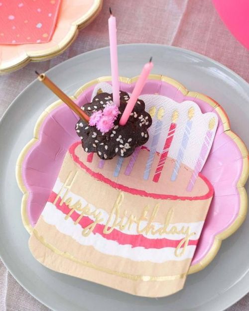 Rose Pink Cake Shaped Napkins 12pk