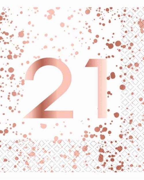 Rose Gold 21 Lunch Napkins 16pk