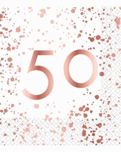 Rose Gold 50 Lunch Napkins 16pk