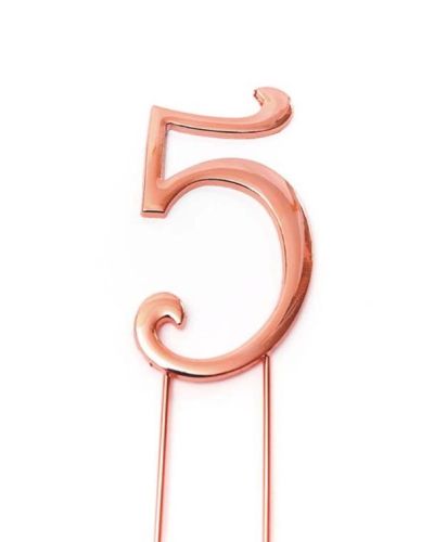 Rose Gold Cake Topper – Number 5
