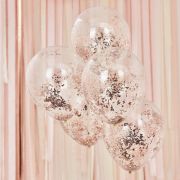 Rose Gold Confetti Balloons 5pk