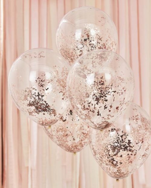 Rose Gold Confetti Balloons 5pk