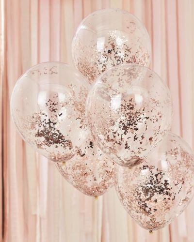 Rose Gold Confetti Balloons 5pk