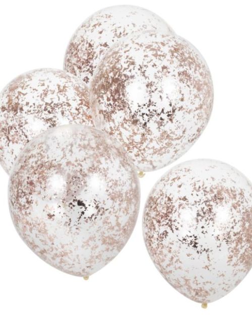 Rose Gold Confetti Balloons 5pk