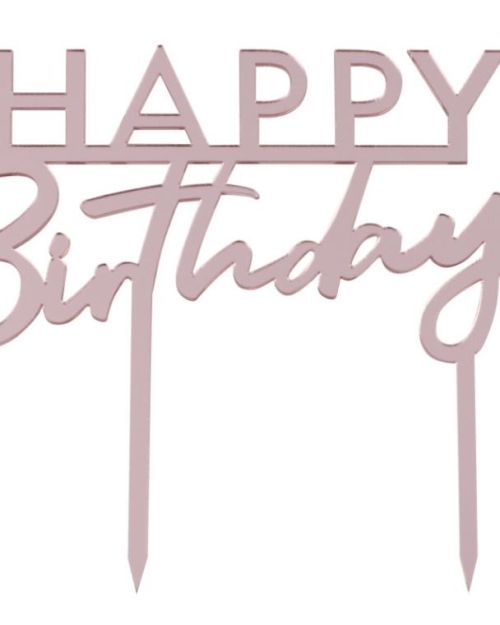 Happy Birthday Rose Gold Cake Topper