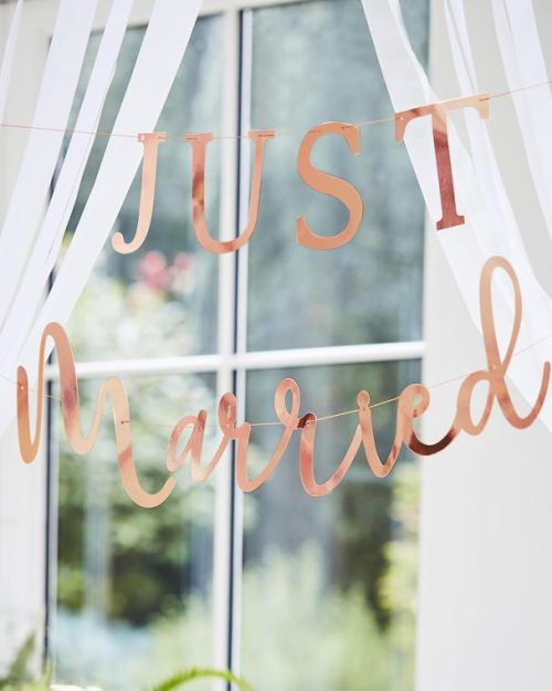 Rose Gold Just Married Bunting