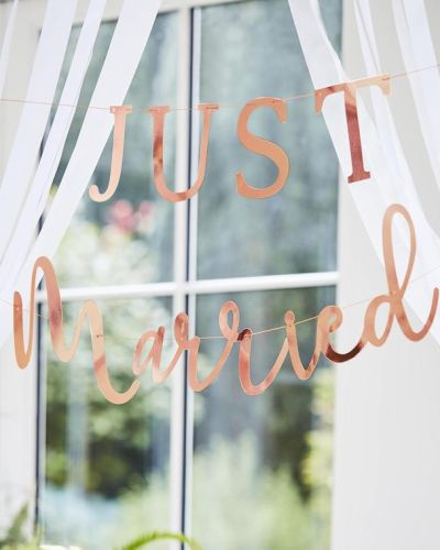 Rose Gold Just Married Bunting