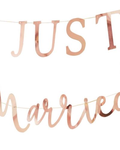 Rose Gold Just Married Bunting