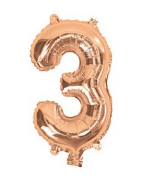 Mini Rose Gold Foil Balloon – Number 3