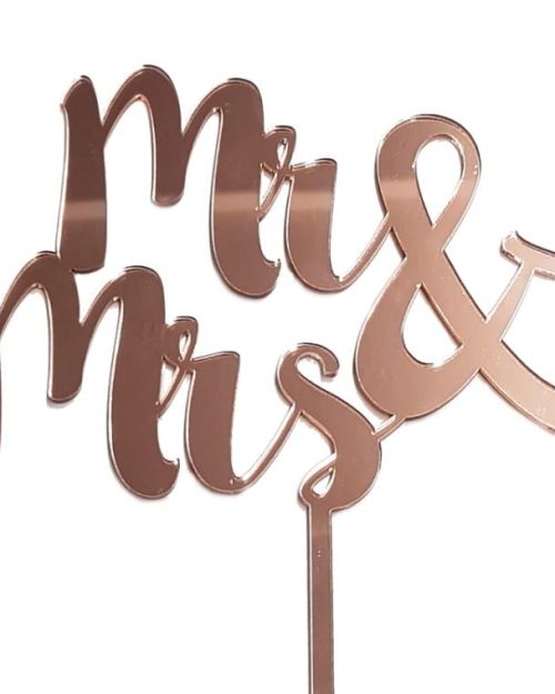 Mr & Mrs Cake Topper – Rose Gold Mirror