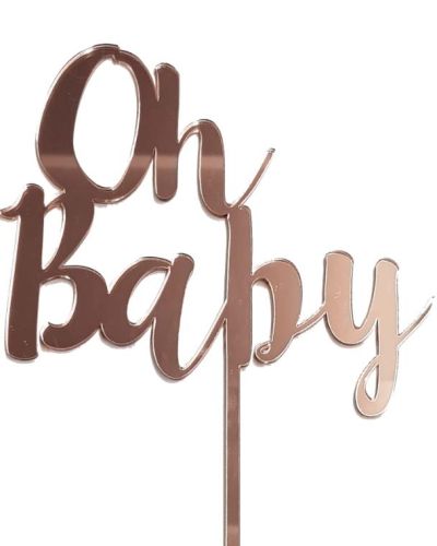 Oh Baby Cake Topper – Rose Gold Mirror
