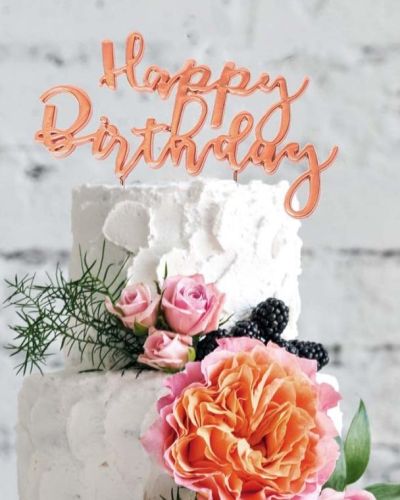 Rose Gold Plated Cake Topper – Happy Birthday