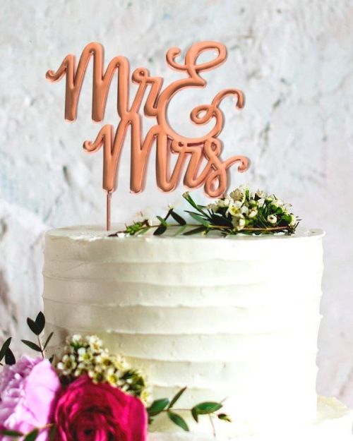 Rose Gold Plated Cake Topper – Mr & Mrs