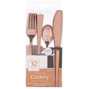 Rose Gold Metallic Plastic Cutlery – 32pk