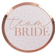 Hen Party Rose Gold Team Bride Plates 8pk