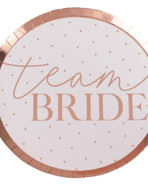 Hen Party Rose Gold Team Bride Plates 8pk