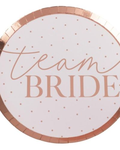 Hen Party Rose Gold Team Bride Plates 8pk