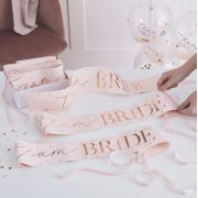 Hen Party Rose Gold Team Bride Sashes 6pk