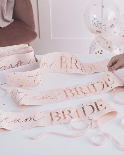 Hen Party Rose Gold Team Bride Sashes 6pk