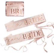 Hen Party Rose Gold Team Bride Sashes 6pk