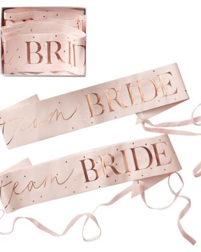 Hen Party Rose Gold Team Bride Sashes 6pk