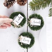 Rustic Christmas Wreath Place Card Holders 4pk