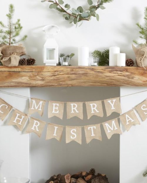Rustic Merry Christmas Hessian Bunting