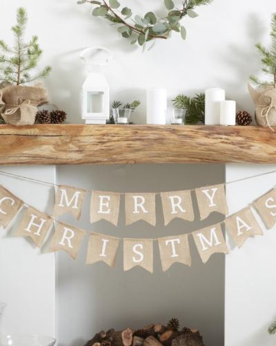 Rustic Merry Christmas Hessian Bunting