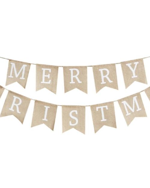 Rustic Merry Christmas Hessian Bunting