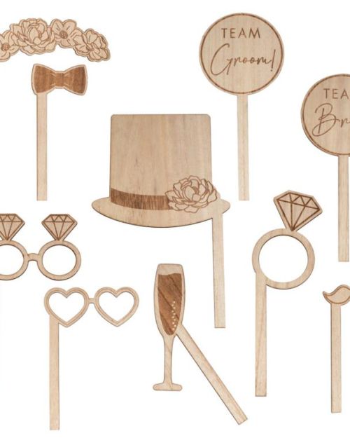 Rustic Romance Wooden Photo Booth Props
