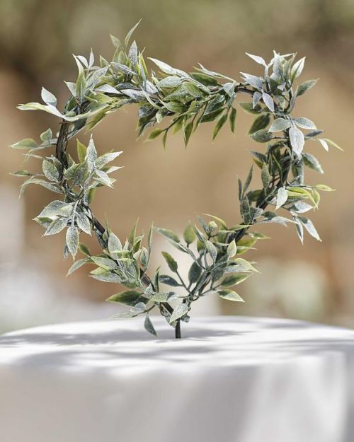 Sage Wedding Foliage Heart Cake Topper