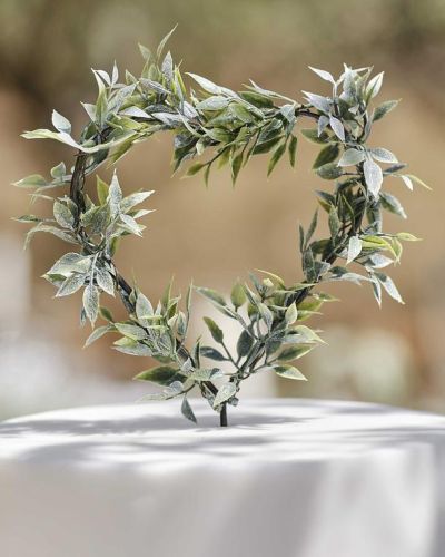 Sage Wedding Foliage Heart Cake Topper