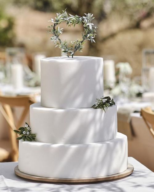 Sage Wedding Foliage Heart Cake Topper