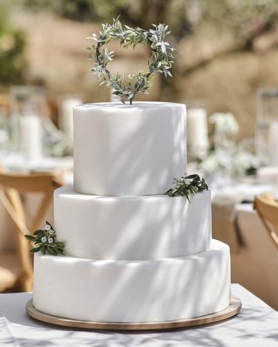 Sage Wedding Foliage Heart Cake Topper