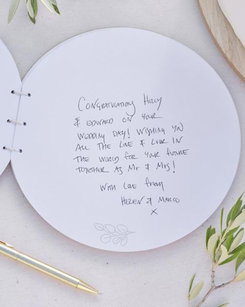 Sage Wedding Wooden Round Guest Book