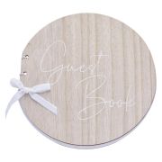 Sage Wedding Wooden Round Guest Book
