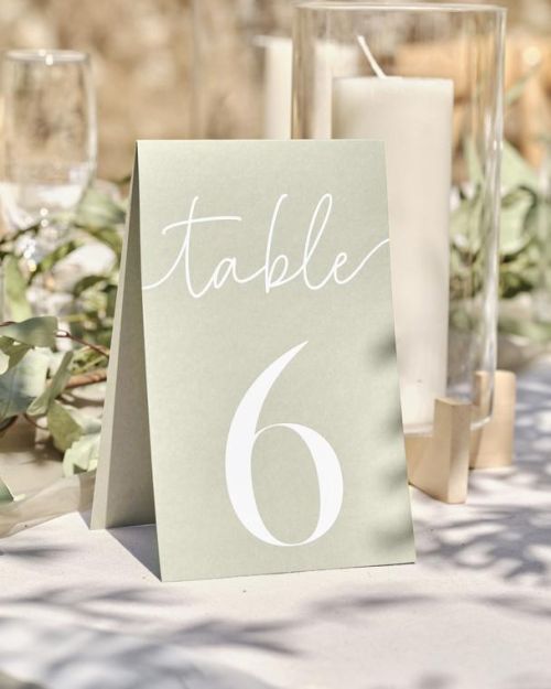 Sage Wedding Table Numbers 1-12