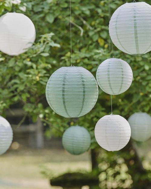 Sage & White Paper Lanterns 8pk
